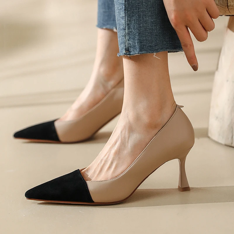 

Dress Shoes Round Toe Woman Casual Heels Sandals Ladies Shallow Mouth Slip On 2022 Pointed Pumps Lace-Up Formal Comfortable Afri