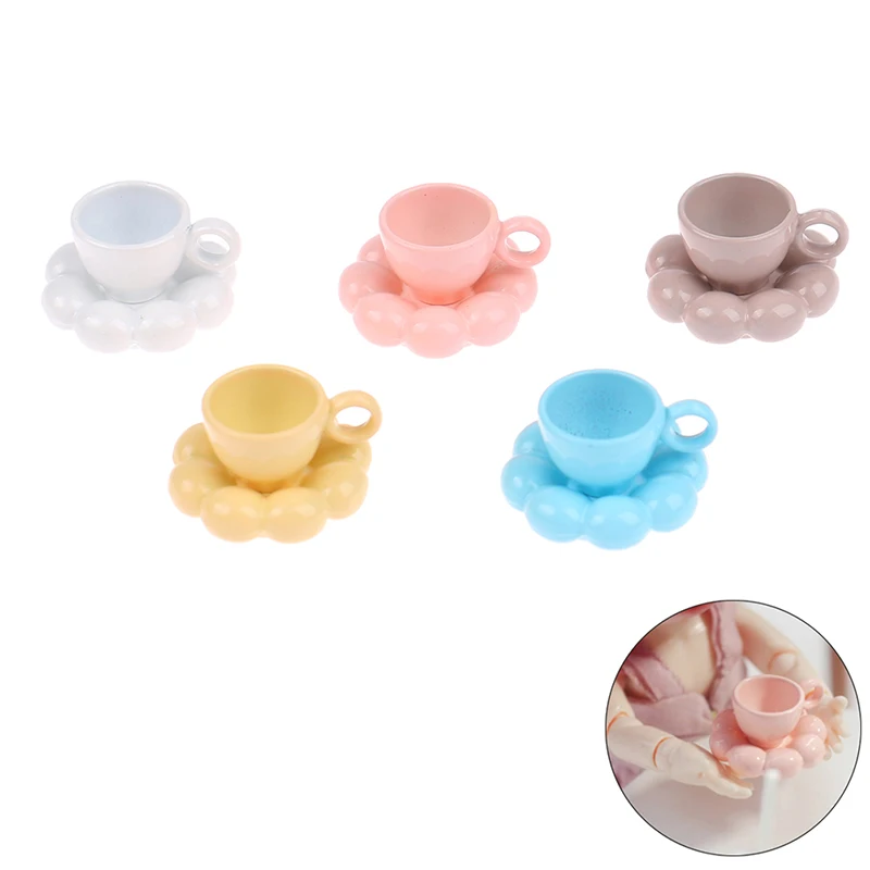 

1Set Dollhouse Miniature Simulation Coffee Cup Flower Saucer Model Furniture DIY Accessories