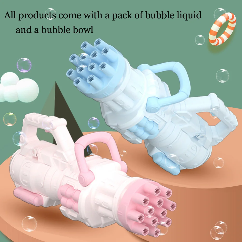 

Kids Automatic Gatling Bubble Gun Toys Summer Soap Water Bubble Machine 2-in-1 Electric Bubble Machine For Kids Boys Gift Toys