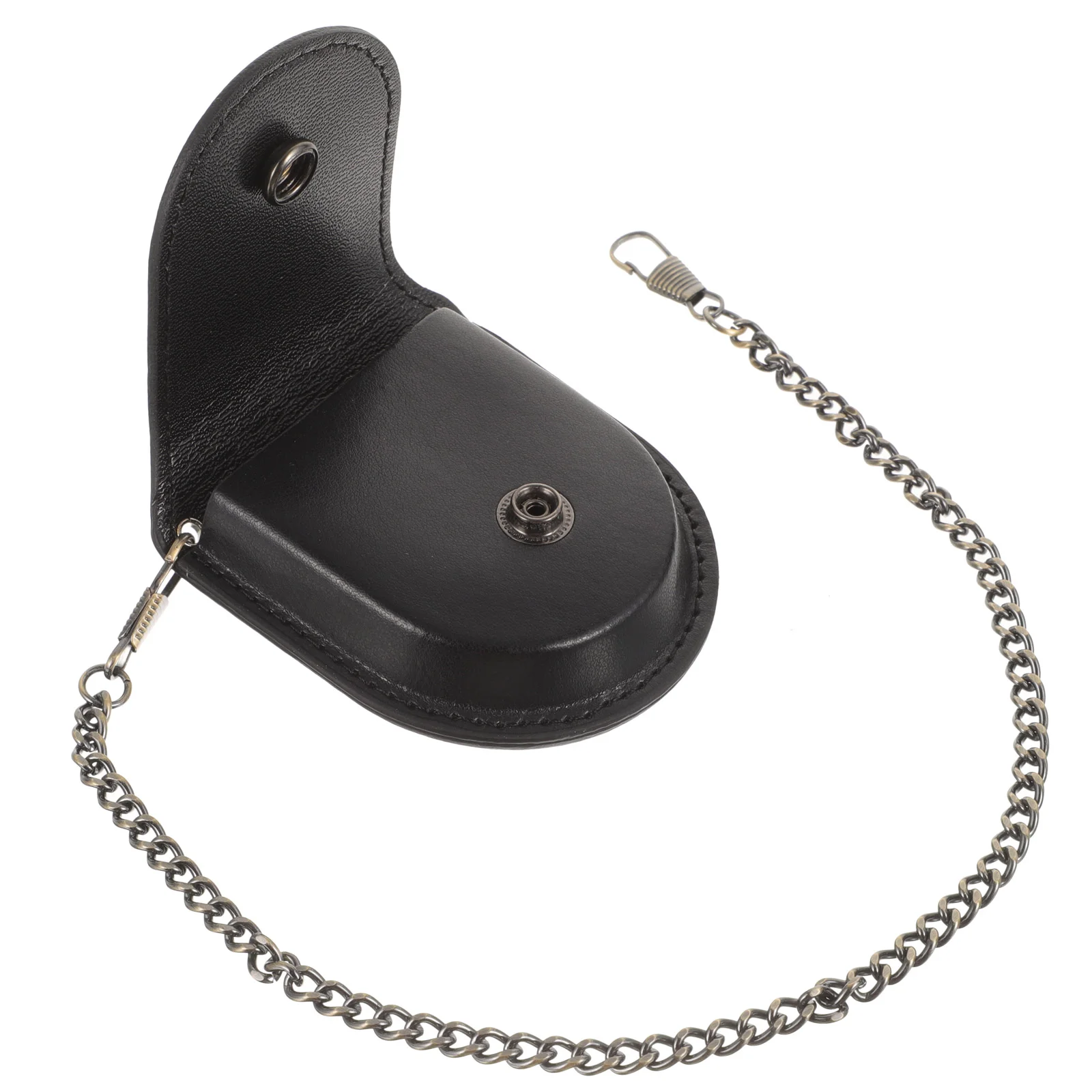 Set 5 Pocket Watches Men Vintage Case Portable Bag Pouch 7x7cm Holder Black Metal Elder