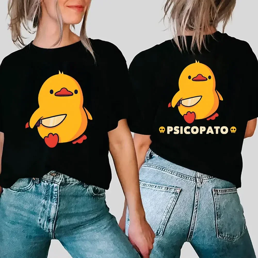 Женская одежда забавная футболка с рисунком утки и ножом двусторонняя принтом