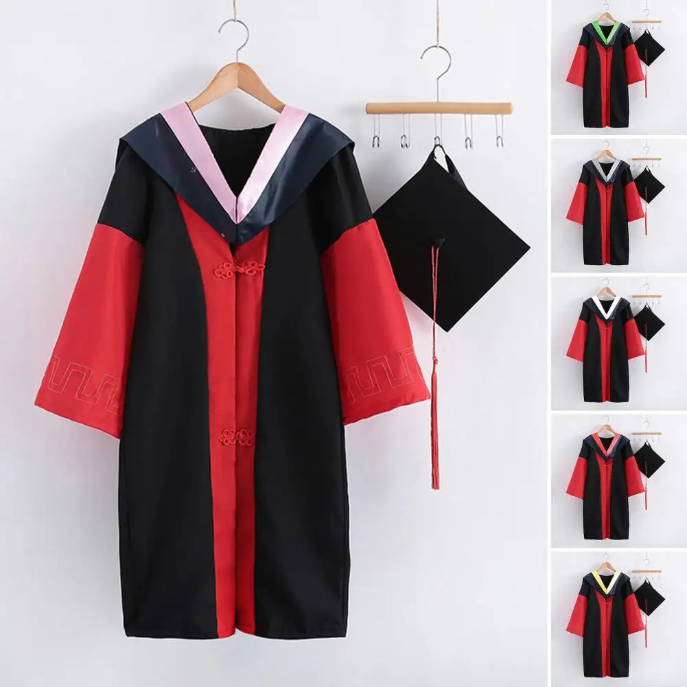 

Men Tutor Degree Master Doctor Dean School Uniforms Students Bachelor Hat College Coats Robes Cloaks Graduation Ceremony Outfits