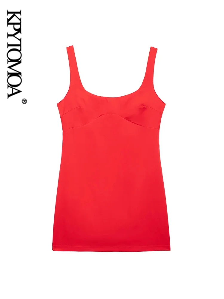 KPYTOMOA Женское Облегающее Мини-платье С Круглым Вырезом На Тонких Бретельках