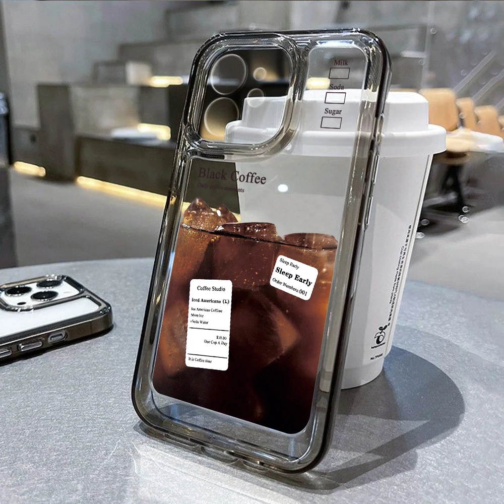 Phone Case For Iphone 14 Pro Max Clear Cases Iphone 11 12 13 Pro Max X XR XS Max 7 8 14 Plus SE 2020 Ice Coffee Shockproof Cover