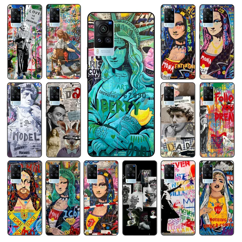 

Street Graffiti Art Mona Lisa David Phone Case for VIVO V21e V20 SE V2023 V15 Pro V21 V19 V17 Neo 1819 1915 1907 1906 X60 X50