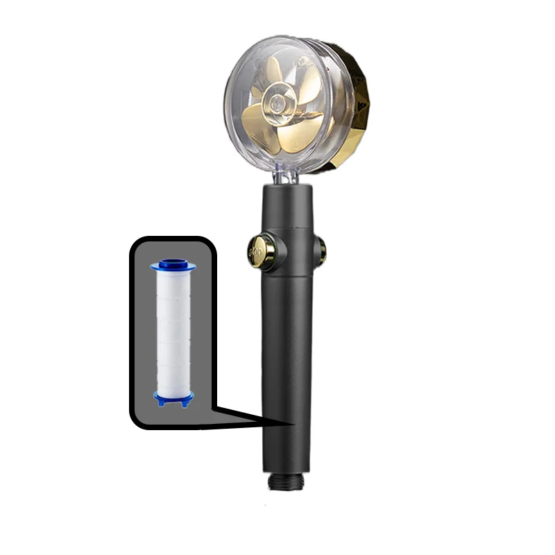 

Shower Head High Pressure 2021 New Style Green High Pressure Rotate Shower Head with Holder and Hose Propeller Shower Head Eco