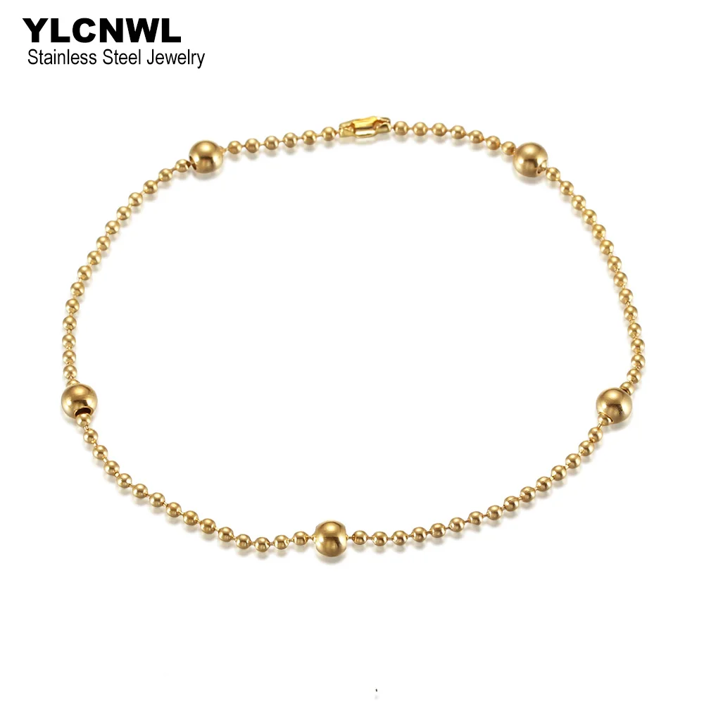 

Браслет из нержавеющей стали с шариками и бусинами для женщин, золотые бриллиантовые браслеты на цепочке, женская бижутерия, подарок Вечерн...