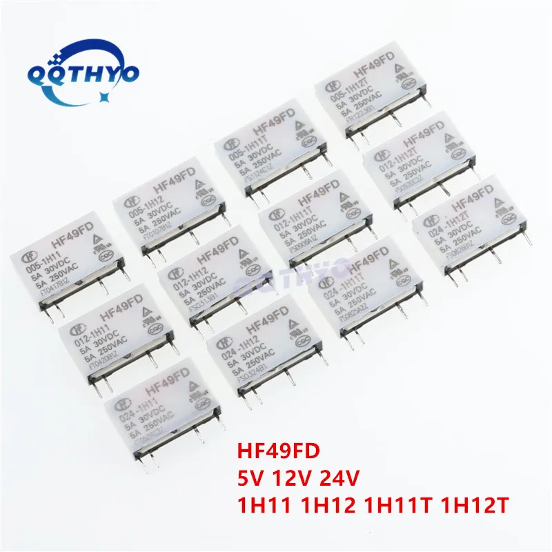 10 шт. миниатюрное силовое реле HF49FD 005-1H11 012-1H11 024-1H11 005-1H12 024-1H12 5В 12В 24В-1H11T -1H12T 5A 4Pin
