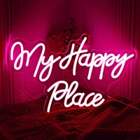 my happy place pink light led neon light home art wall decor sign bar bedroom kids room wedding birthday party gift