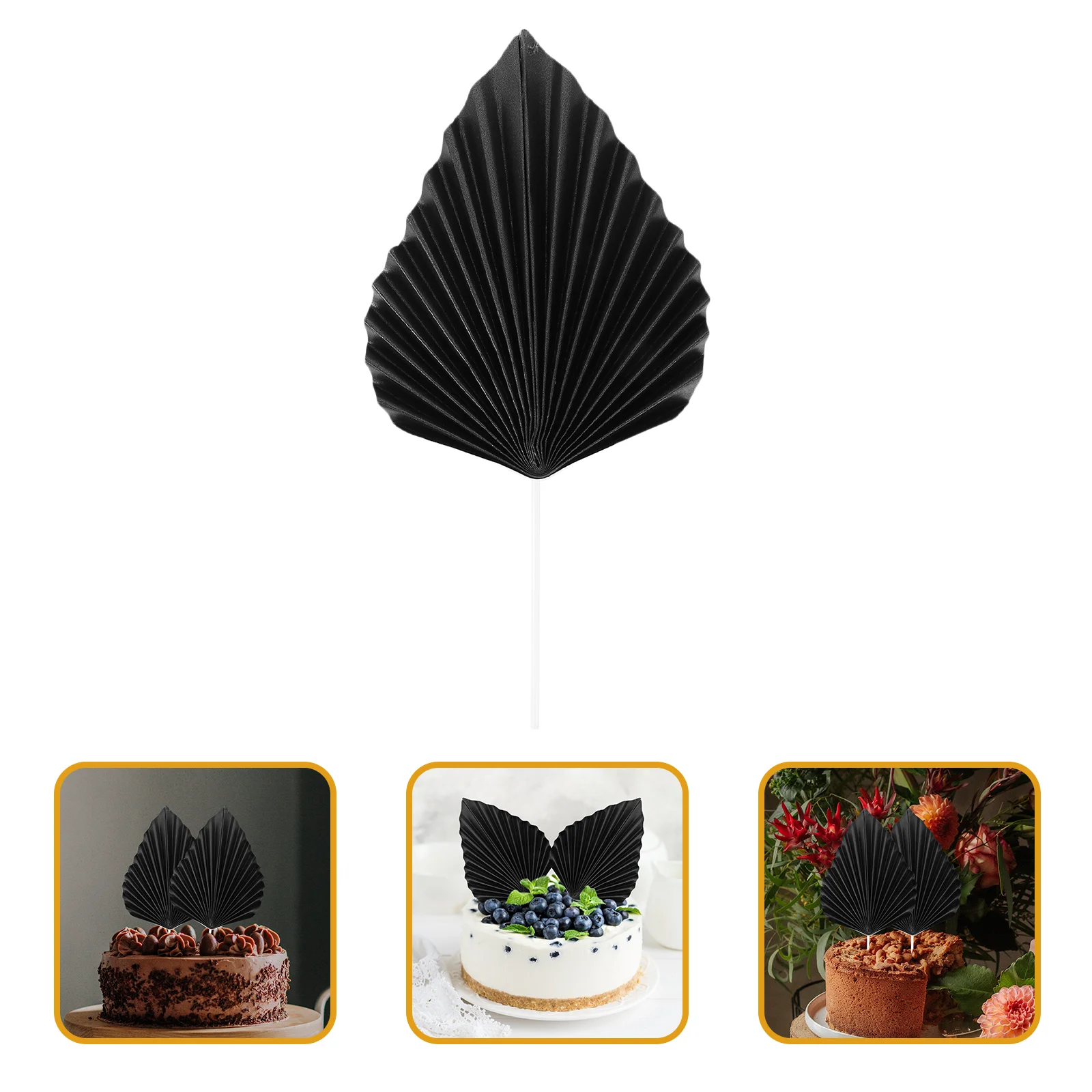 

10PCS Palm Leaves Cake Picks Paper Fan Cupcake Toppers Insert Decoration Birthday Cake Ornament