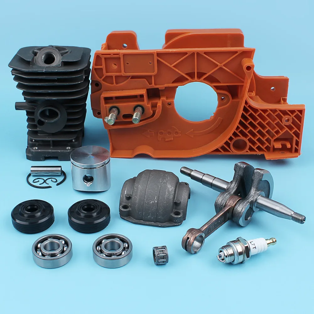 Crankcase Crankshaft Bearing (38mm) Cylinder Piston Kit For Husqvarna 137 142 E Chainsaw Engine Pan Oil Seals Spark Plug NIKASIL