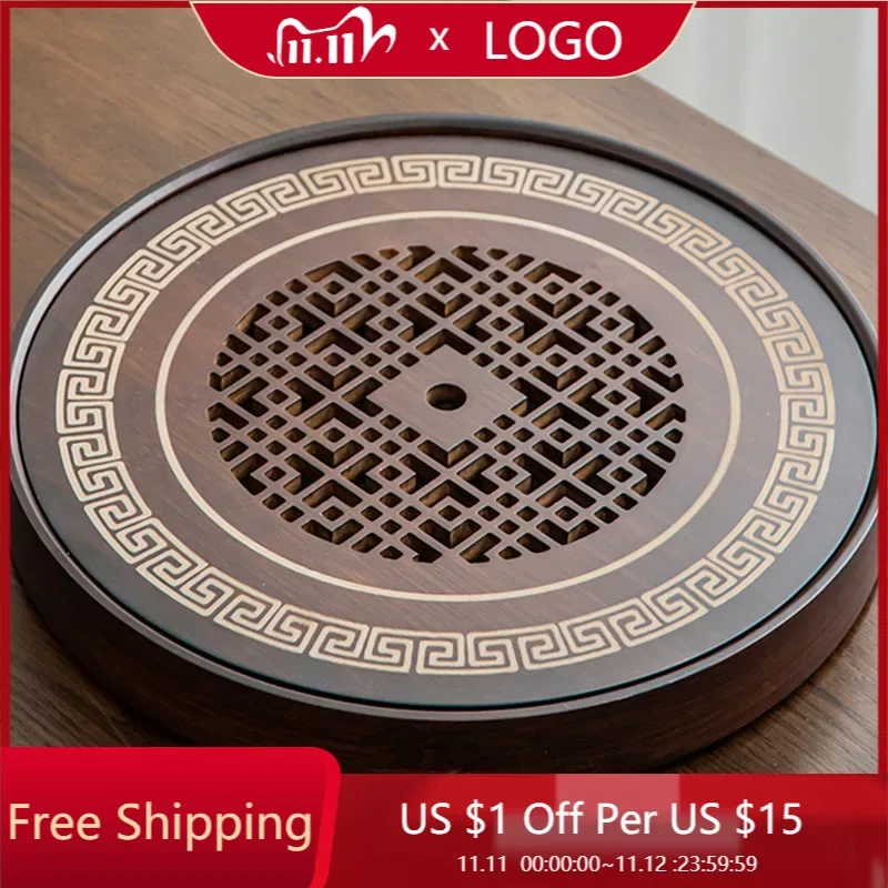 

Chinese Large Tea Tray Round Egg Tray Drainer Vintage Bamboo Tea Tray Serving Storage Coffee Food Plateau Gongfu Tea Tray decor