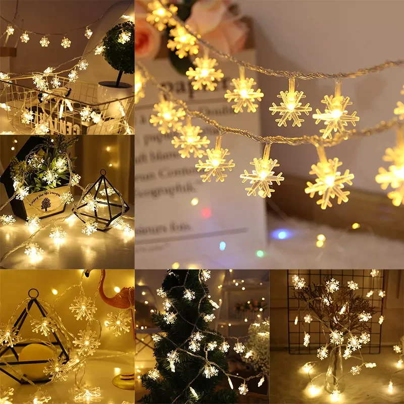 

Snowflake LED Light Christmas Decor For Home Hanging Garland Christmas Ornaments Xmas Tree Decor Noel Navidad 2021 New Year 2022