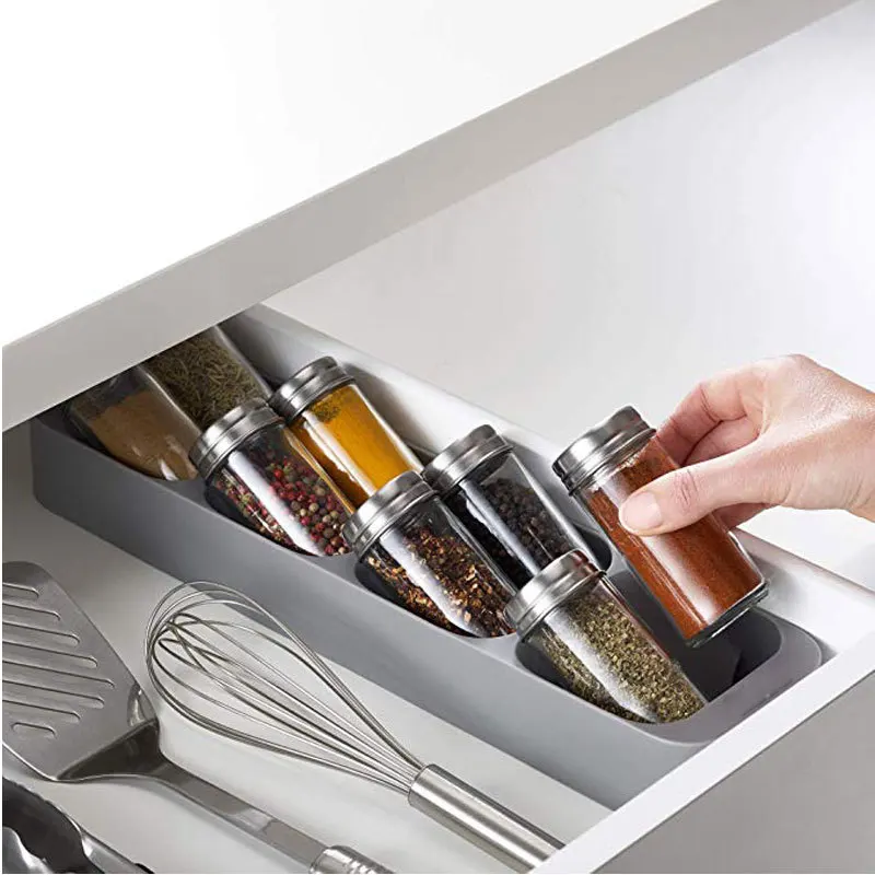 

8 Grids Spice Rack Cupboard Organizer Spice Storage Racks Utensils for Pantry Kitchen Seasoning Jar Spice Organizer In Drawer