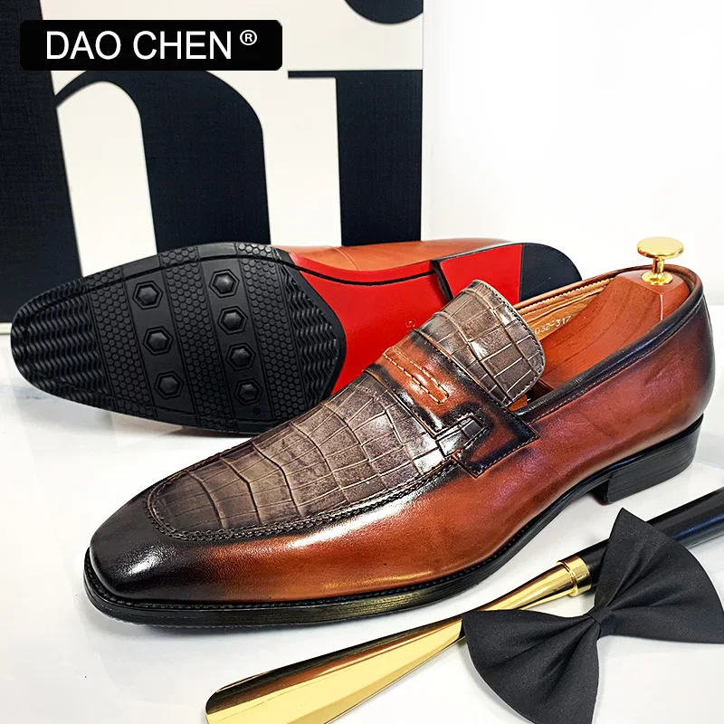 DAOCHEN LUXURY DESIGN LOAFERS FASHION STYLE MAN SHOE ORIGINAL MENS DRESS SHOES HIGH QUALITY GENUINE LEATHER CASUAL SHOES FOR MEN