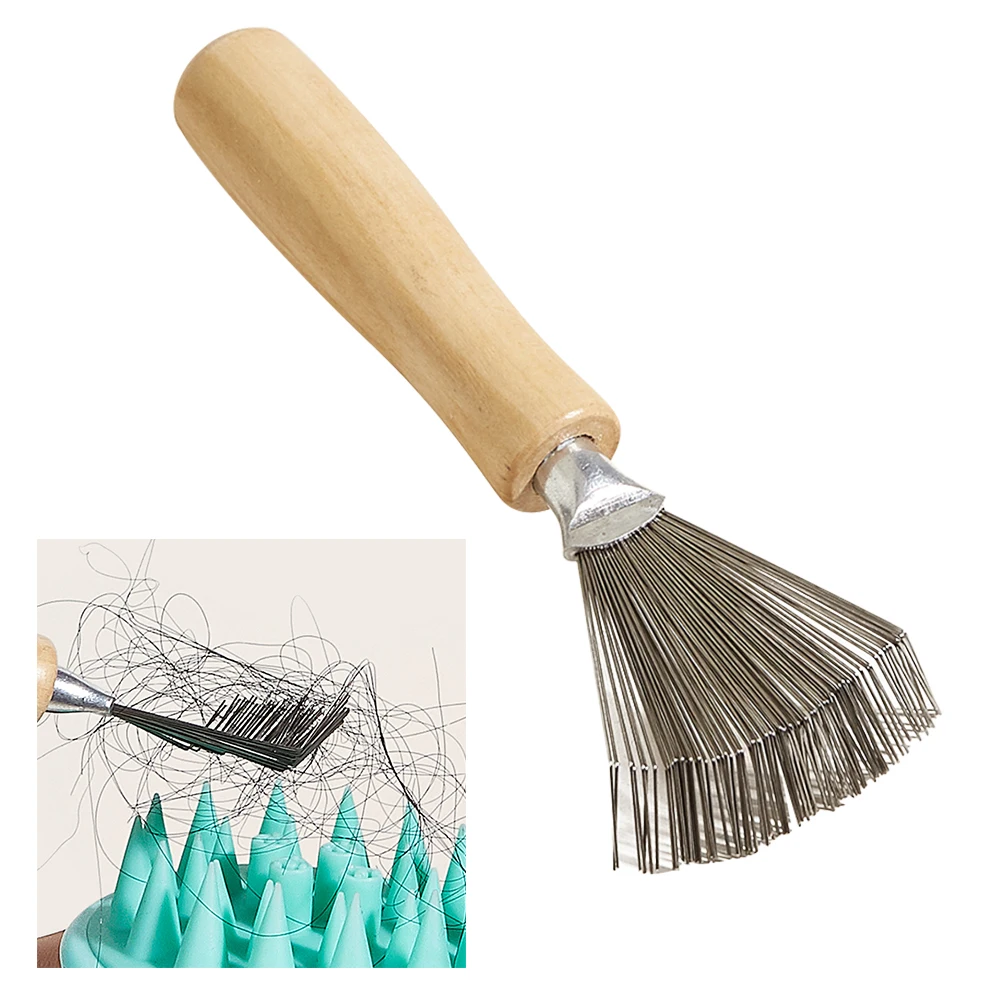 

Wooden Comb Cleaner Delicate Cleaning Removable Hair Brush Comb Cleaner Tool Handle Embeded Tool