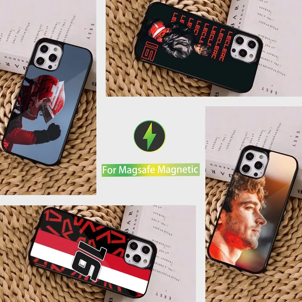 F1 16 C-Charles L-Leclerc Phone Case For iPhone 15 14 13 12 11 Pro Max Plus Mini Magsafe Magnetic Wireless Charging