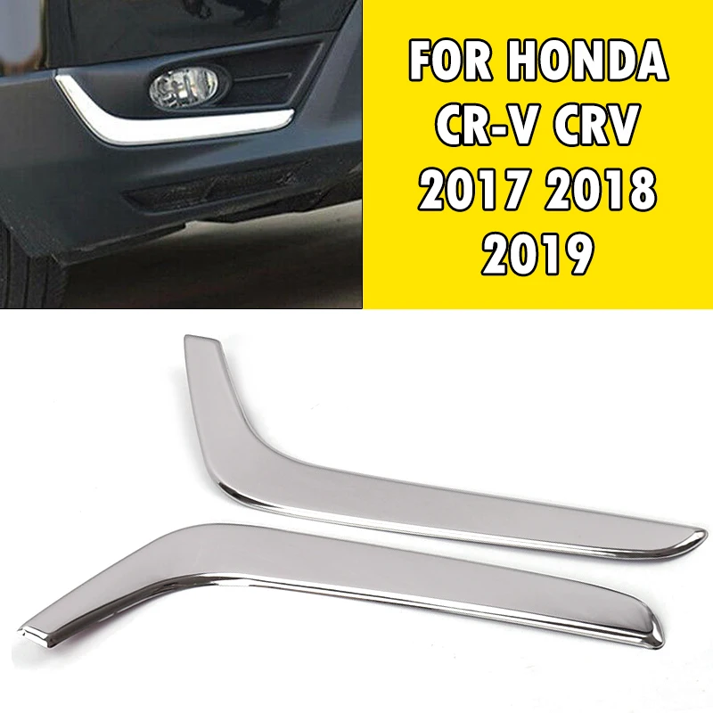 

pcmos 2Pcs Chrome Front Fog Light Cover For Honda CR-V CRV 2017 2018 2019 Molding Trim Auto Chromium Styling Stickers