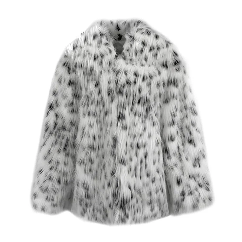 Fashion Faux Fox Fur Coat Women 2022 Winter Casual Spliced Leopard Print Fur Jacket Female Thick Warm Mid-long Plush Outerwear