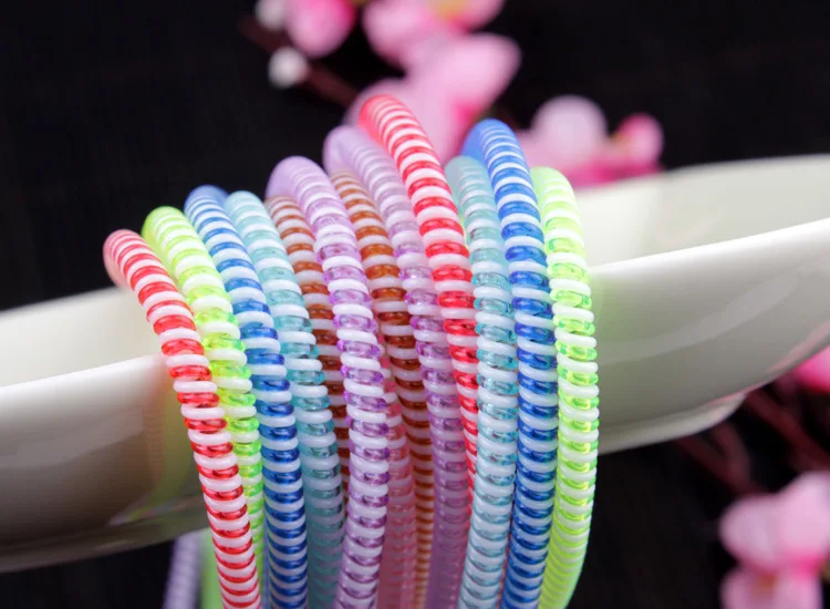 200pcslot 50cm Double Colors Solid Color TPU spiral USB Charger Cable Cord Protector for iPhone Wrap Cable Winder Organizer (art.: 3920cbba97db5) - 3920cbba97db5