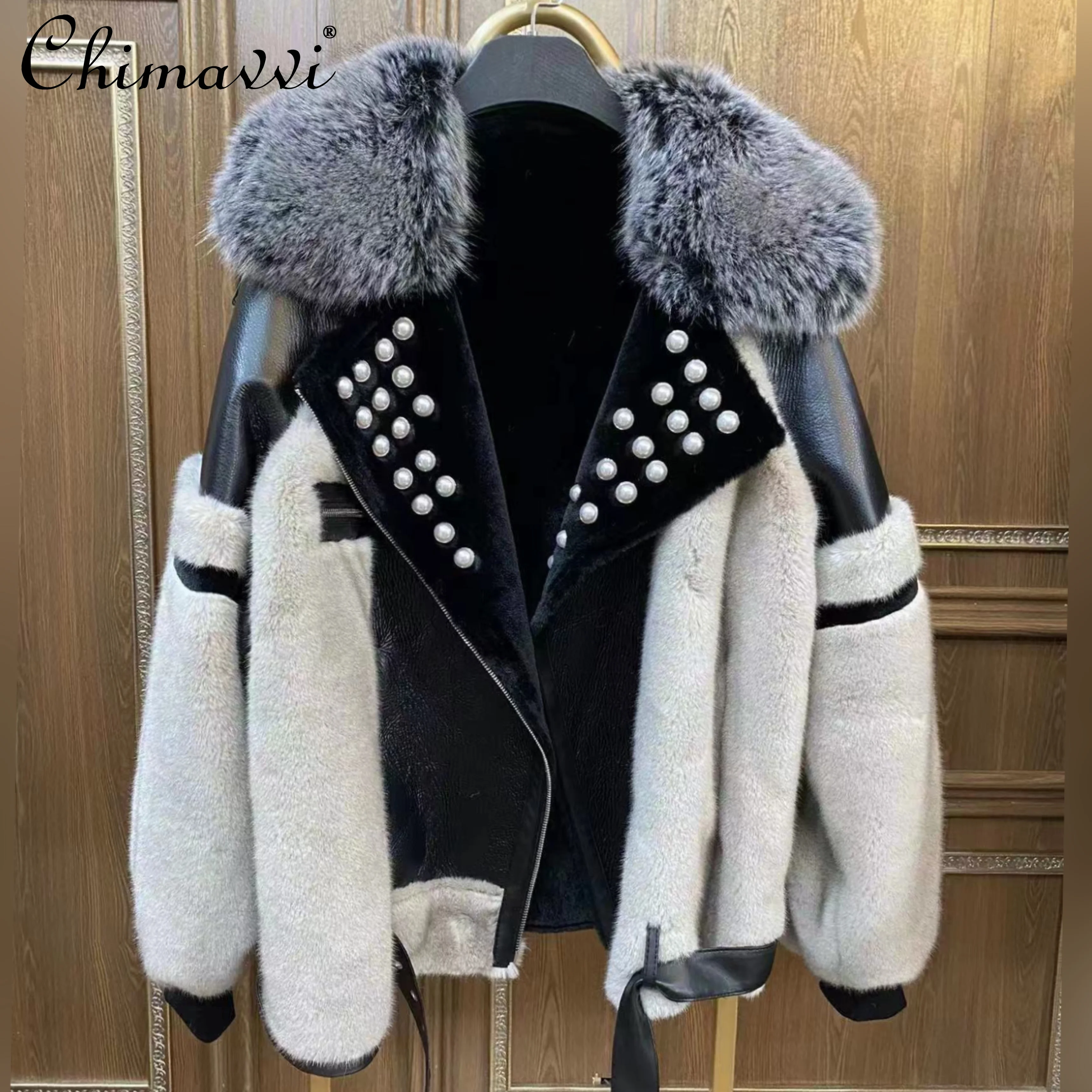 European Fur Long Sleeve Women's Toka Double Face Wool Leather Warm Fur Coat Fashion Heavy Design Casual Elegant Jacket Winter