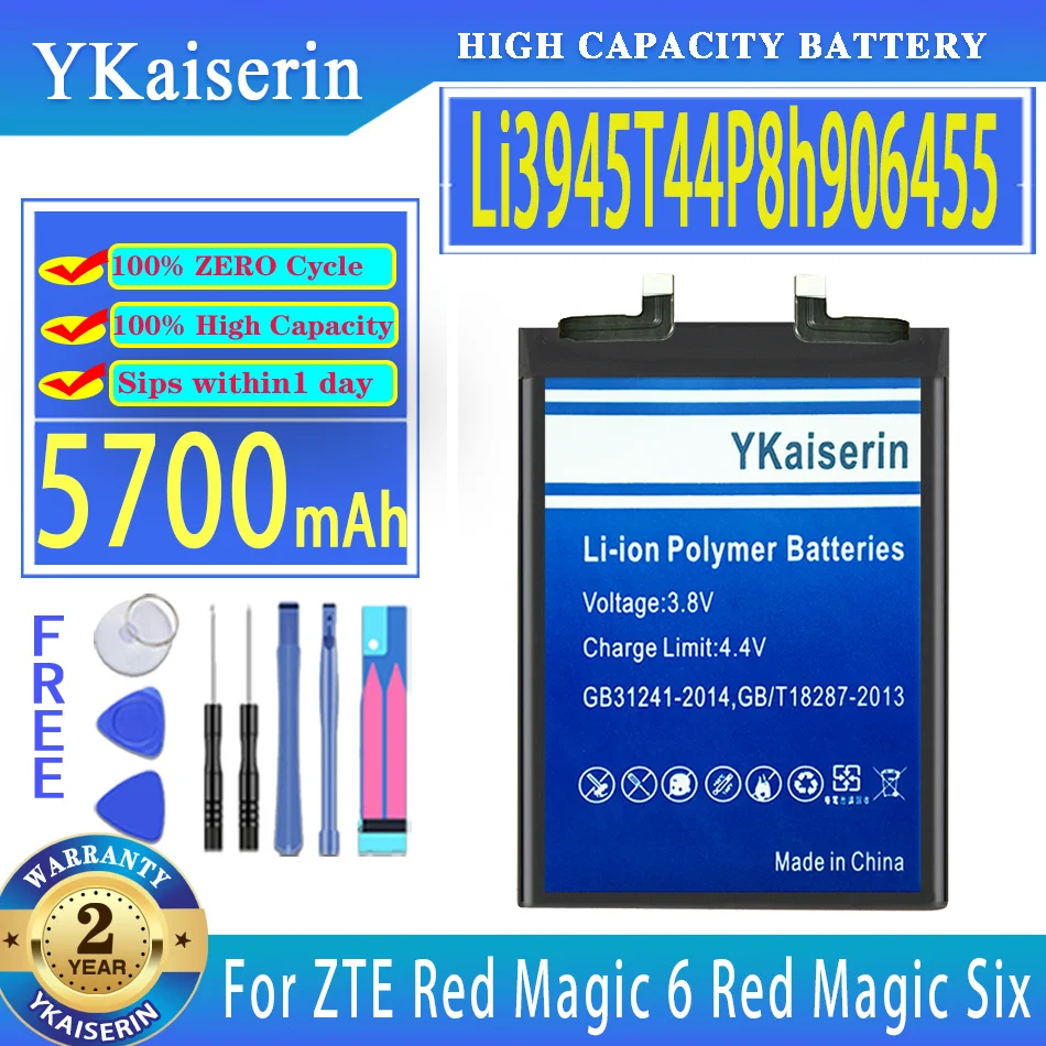 

Li3945T44P8h906455 5700MAH YKaiserin Battery For ZTE 906455 Nubia Red Magic 6 Magic6 Red Magic Six Mobile Phone Batteries
