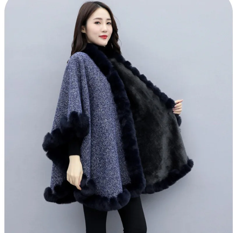 

Fall/Winter Coat Loose Bat sleeve cloak Coat Short Women luxury design abrigos mujer invierno 2022 manteau femme hiver