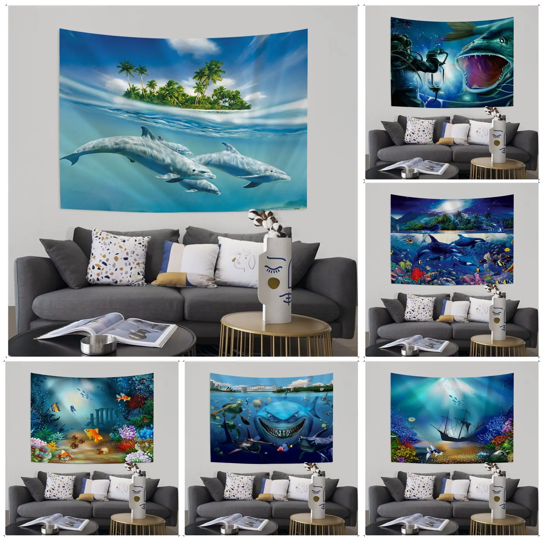 

dream scene underwater world Tapestry Art Printing Indian Buddha Wall Decoration Witchcraft Bohemian Hippie Wall Hanging Sheets