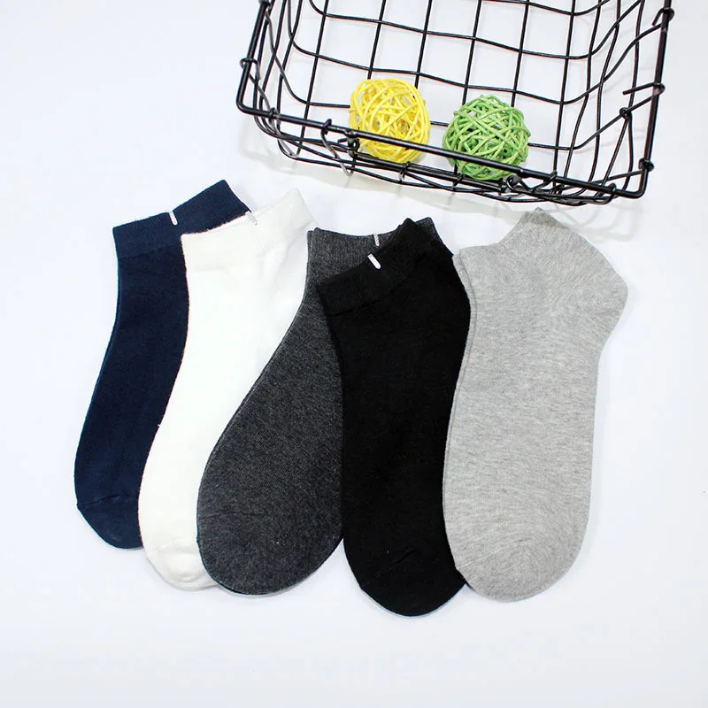 5 Pairs Summer Men Short Socks Solid Color Cotton Low Cut Invisible Boat Socks Breathable Comfortable Casual Sports Ankle Sock