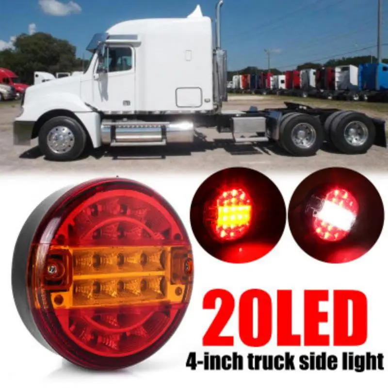 

2Pcs Car LED Tail Light Rear Brake Lamps Turn Signal Lamp Round Lamp For Car Lorry Truck Van Trailer 12V 24V Warning Lights