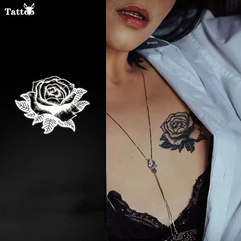 

Dark Sexy Flame Rose Herbal Juice Tattoo Sticker Tatoo Temporary Tattoos Hotwife Tatto Cute Art Festival Fake Tattoos Stickers