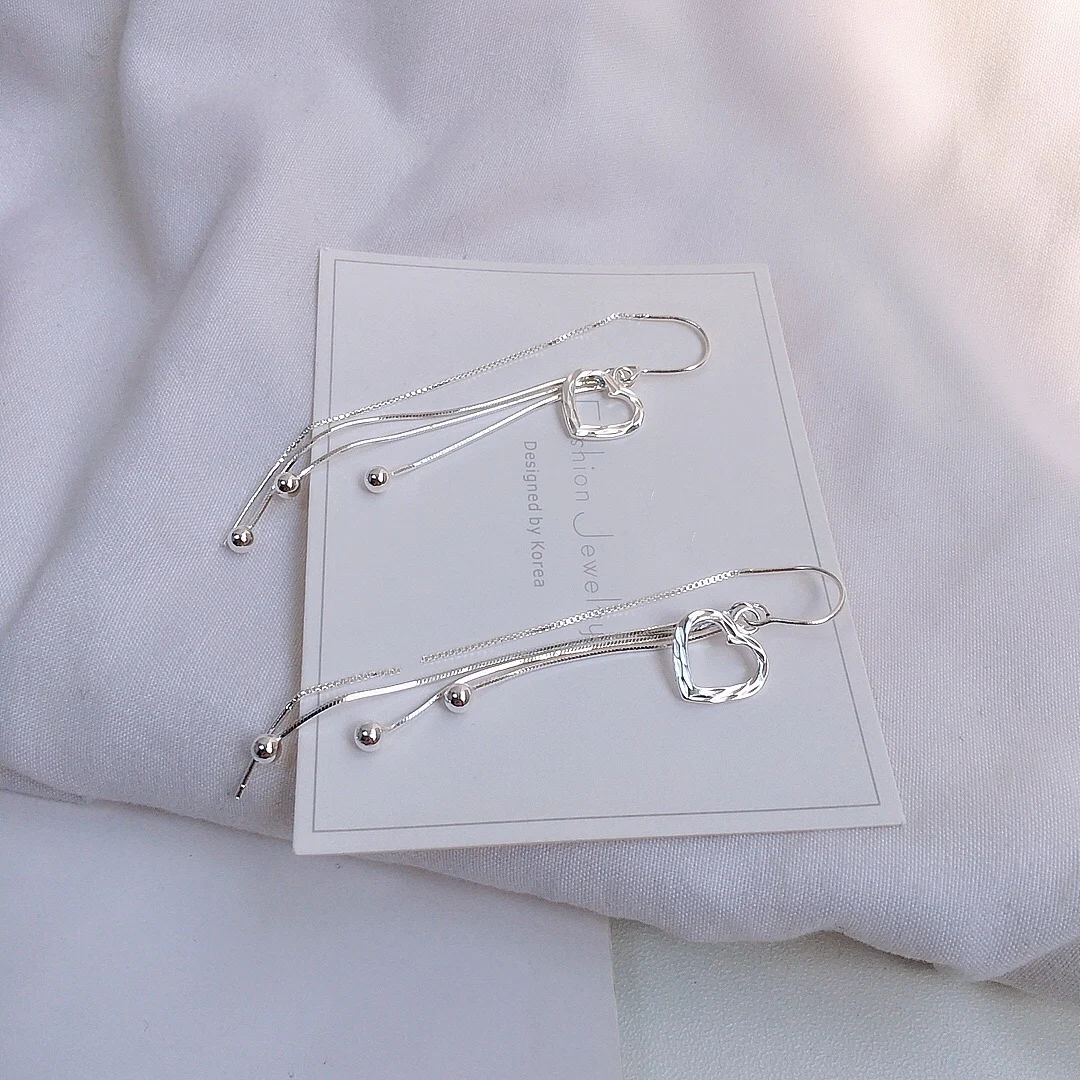 

Heart-shaped round bead uncoordinated fashion ear line all-match