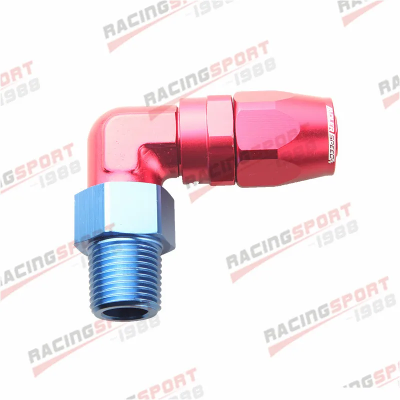 

ADLERSPEED AN-10 To 1/2" NPT 90 Degree Swivel Hose End Fitting Adapter Red/Blue