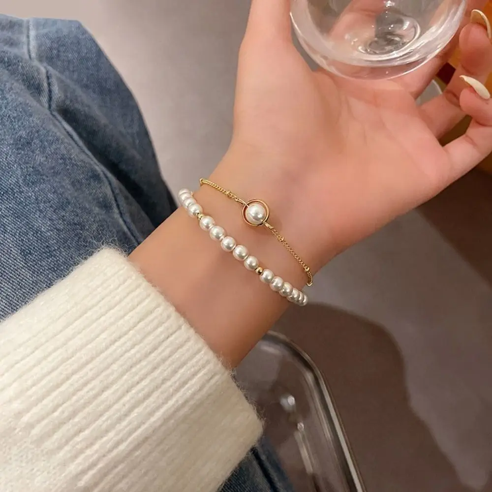 

Luxury Zircon Double Layer Couple Bracelet Women Pearl Bracelet Personality Fashion Party Jewelry Birthday Gifts