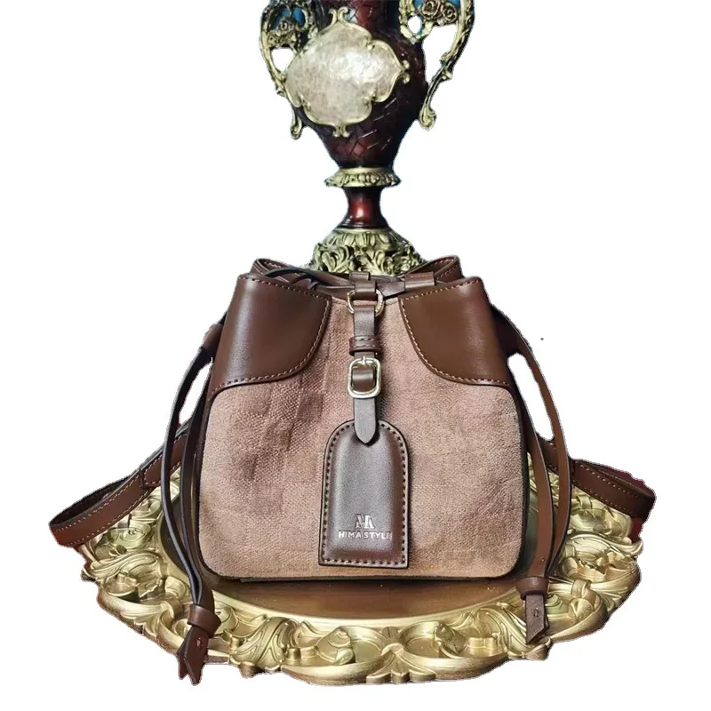 Retro Fashion Bucket Bag Women's Bag 2023 New Flannelette Frosted Texture Single Shoulder Messenger Bag Gg Cc Sac