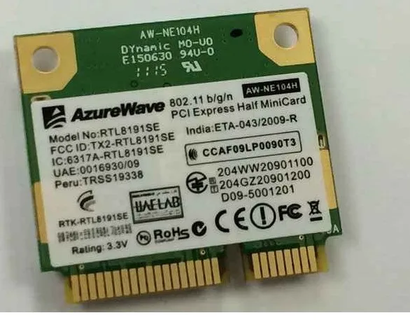 Оригинальная новая беспроводная карта 300 Мбит/с для AzureWave AW-NE104H RTL8191SE Half Mini PCI-E