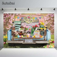spring easter photography backdrop flowers eggs spring scenery retro car newborn baby shower decor background studio props