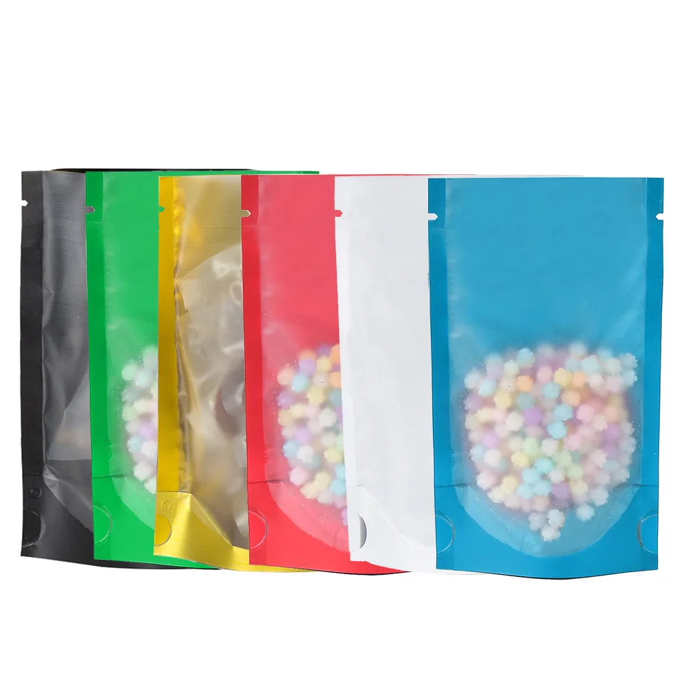 

Стоячий термоуплотнитель, экологически чистые пакеты из лавсановой фольги, матовые многоцветные вакуумные пакеты с открытым верхом и плоским дном и прозрачным окошком