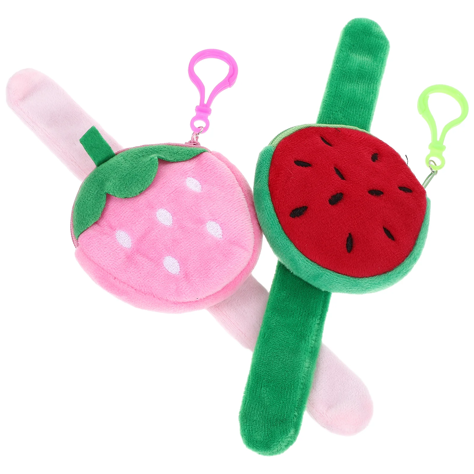 

2 Pcs Watermelon Slap Band Wristband Plush Strawberry Bracelets Girl Cute Fruit