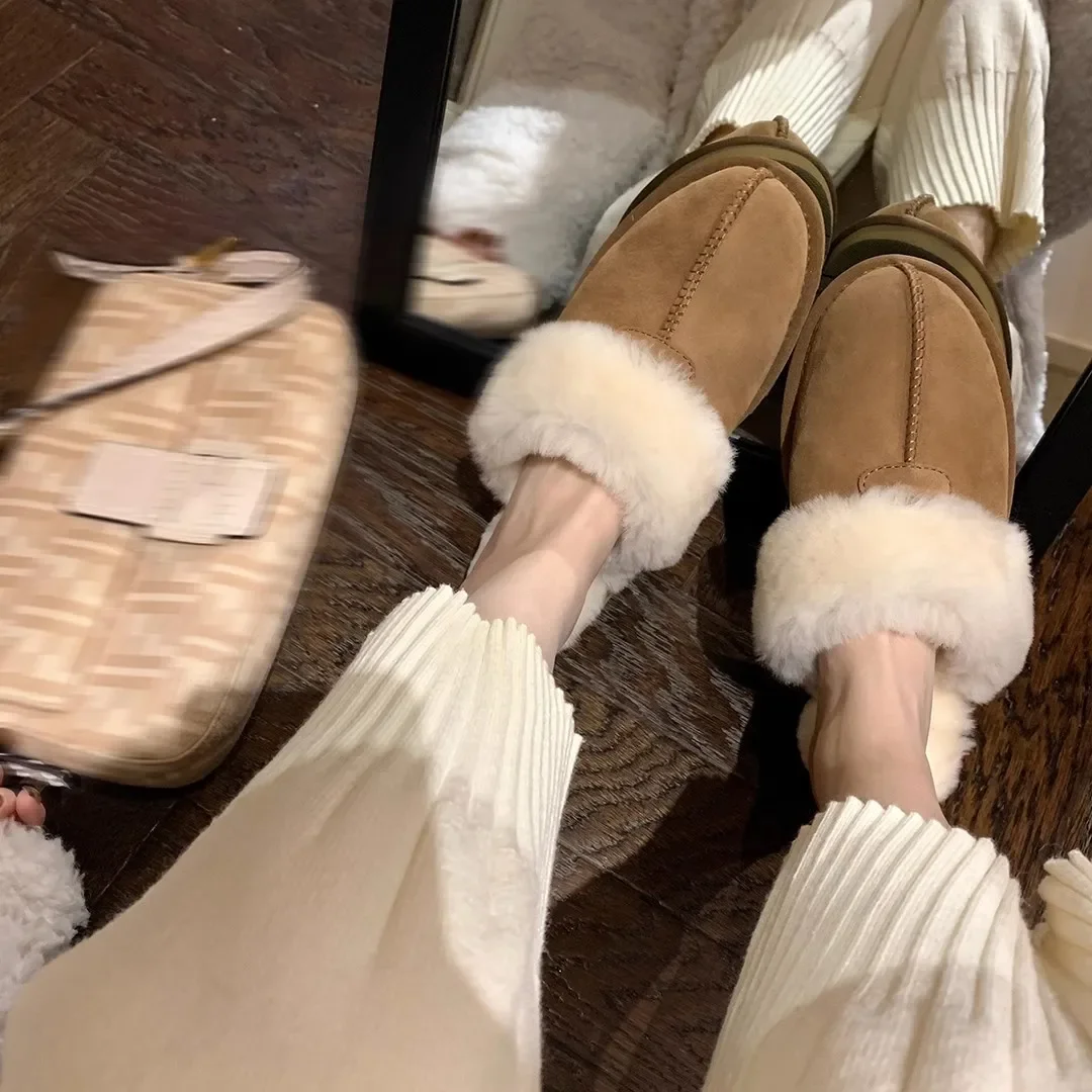 TRAF домашние тапочки с закрытым носком и круглой головкой женские зимние из