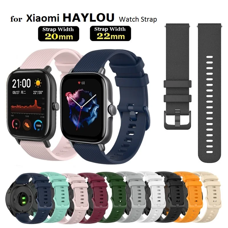 

50PCS Smart Watch Strap for Xiaomi Haylou RS4 Plus RS3 GST LS09B RT2 LS05S LS04 LS02 GS LS09A Silicone Bracelet Band 20mm 22mm