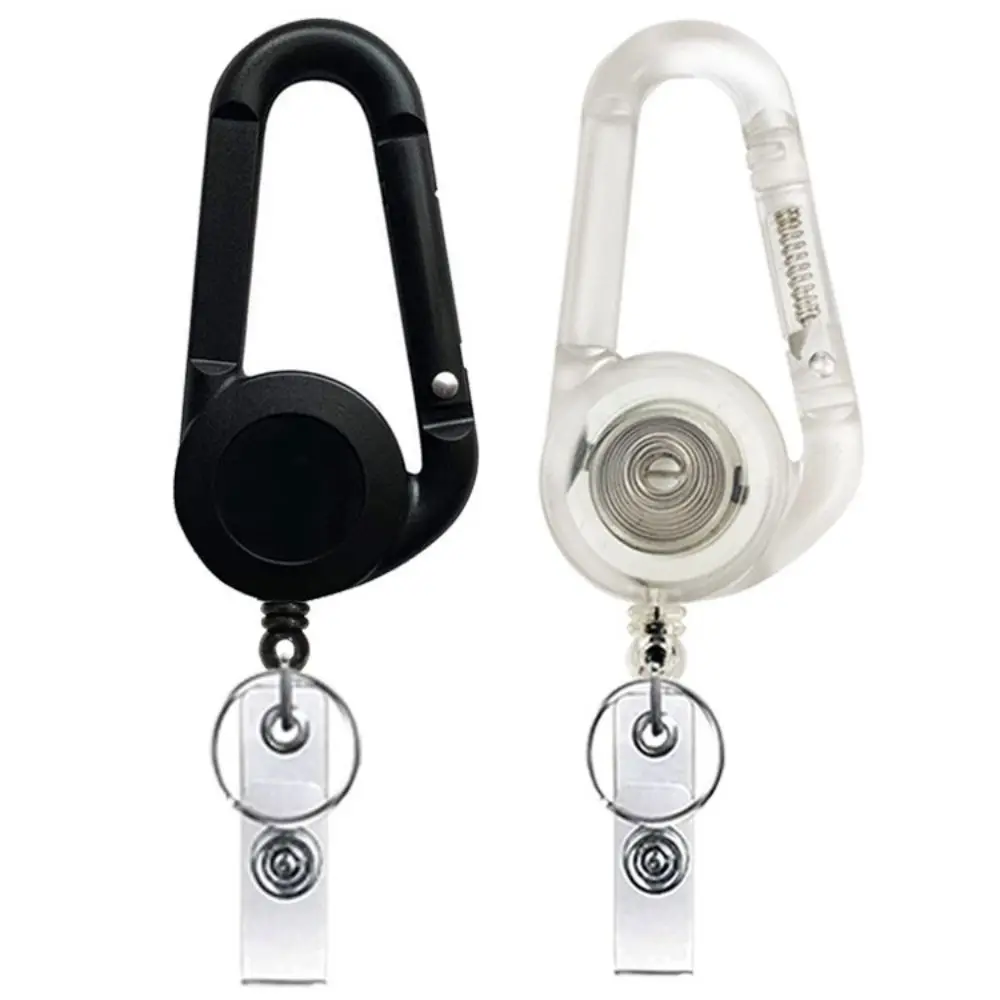 

Transparent Student Telescopic Anti Lost Outdoor Badge Holder Carabiner Keychain Badge Reel Clip Easy Pull Buckle