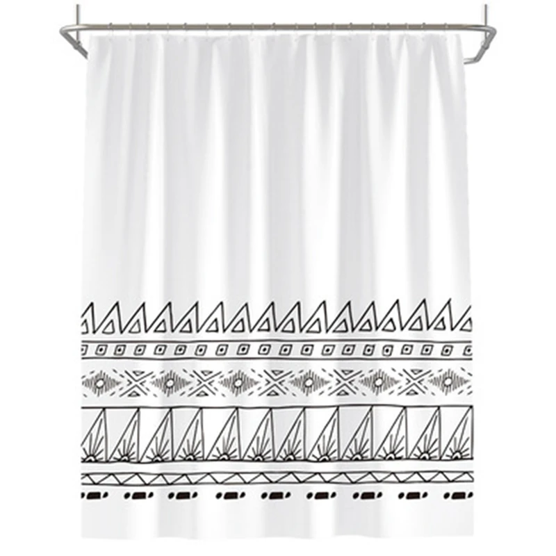

Bohemian Shower Curtain Black And White Geometric Shower Curtain Tassel Fabric