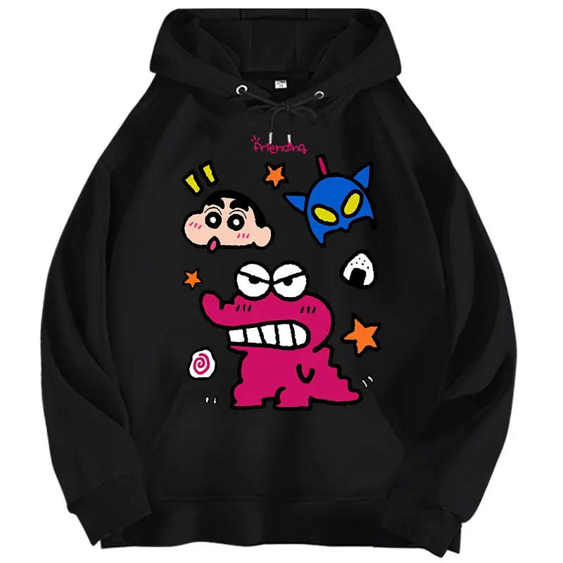 

Мультяшный аниме кавайный Crayon Shin-Chan свитер с капюшоном в виде монстра плюс флисовая осенне-зимняя свободная Милая одежда