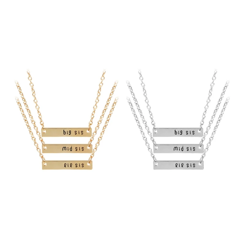

41XC European American Jewelry Good Sisters Three-piece Set Big/kid/lit Sis Necklaces