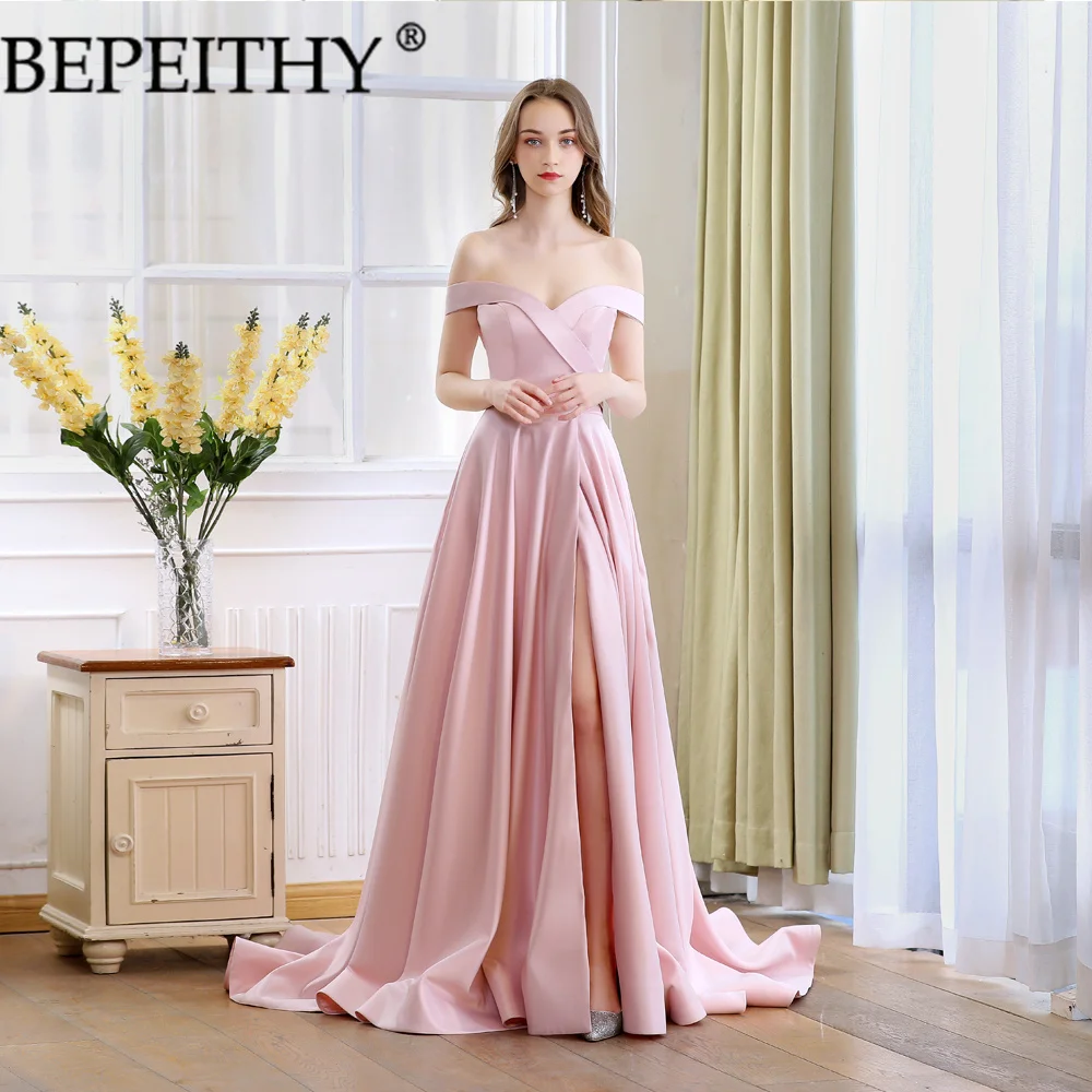 Женское вечернее платье BEPEITHY пикантное розовое с открытыми плечами на