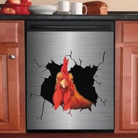rooster hen dishwasher covercountry chicken magnet for dish washerfarmhouse rooster fridge door sticker kitchen decorativefar