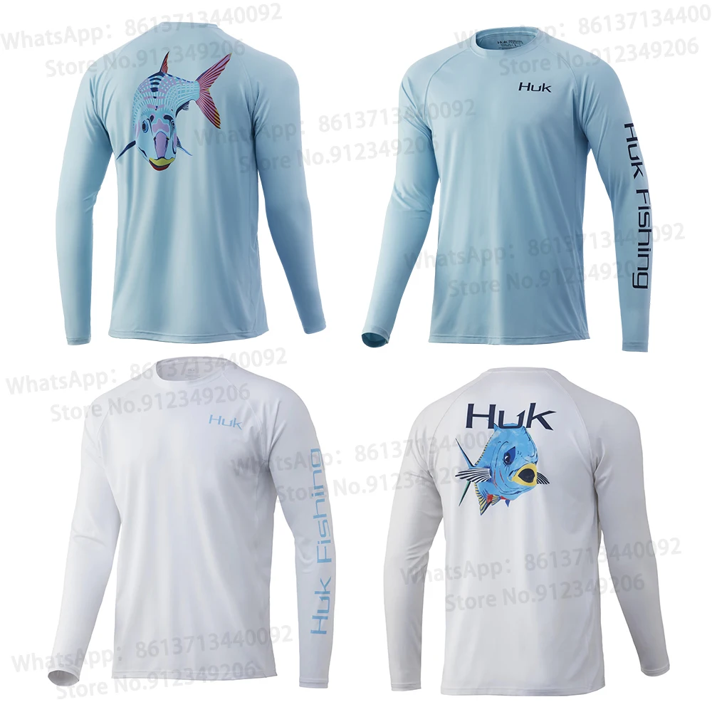 

Men Long Sleeve Sun Protect Warm HUK Fishing Shirt Winter Fishing Clothing Fleece Anti-UV Outdoor Custom Camisa Pesca T Shirts