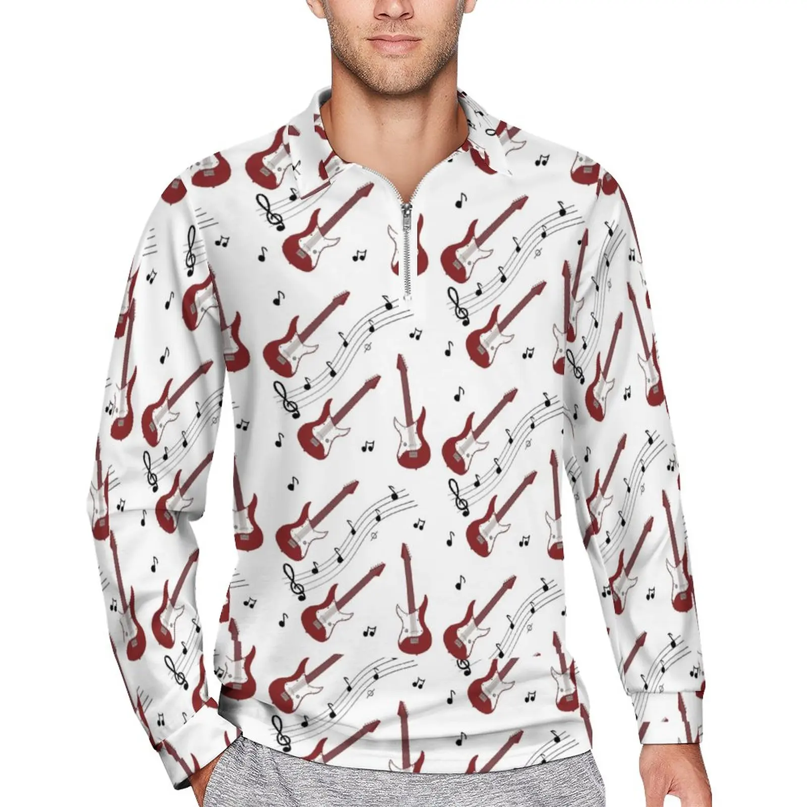 

Рубашка SherI's Guitar поло на музыкальную тему мужская, Повседневная рубашка в стиле рок, Весенняя Футболка с воротником в стиле ретро, топ оверсайз с длинным рукавом и принтом