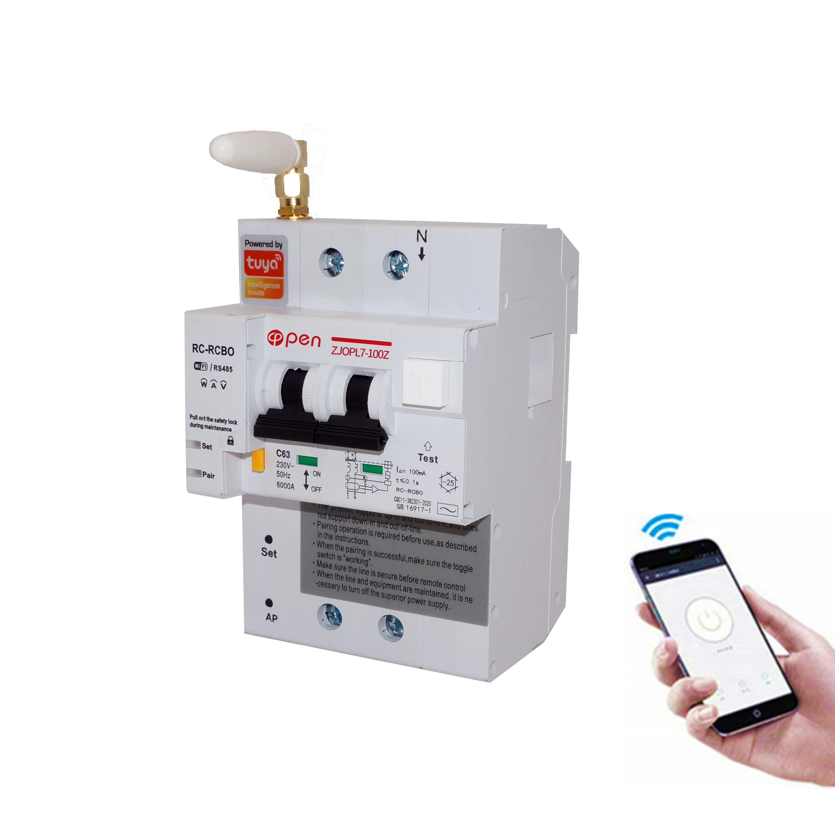 

2P single phases tuya WiFI energy monitoring circuit breaker with Amanzon Alexa and Google home